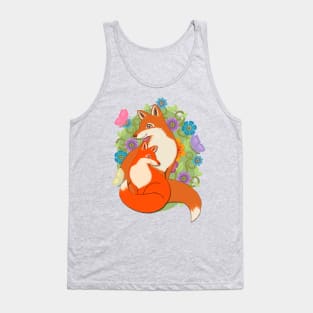 Two Foxes in a Garden Tank Top